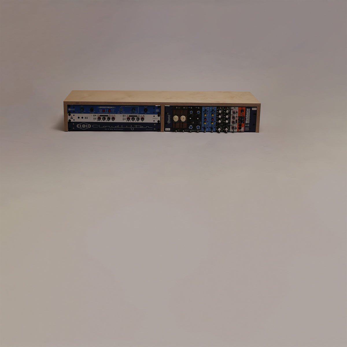In-stock Double Bay desktop rack, 3U x 2, Natural
