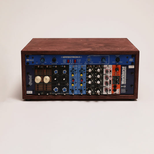 Handmade wood 4U Studio Rack (Caramel), on a white background