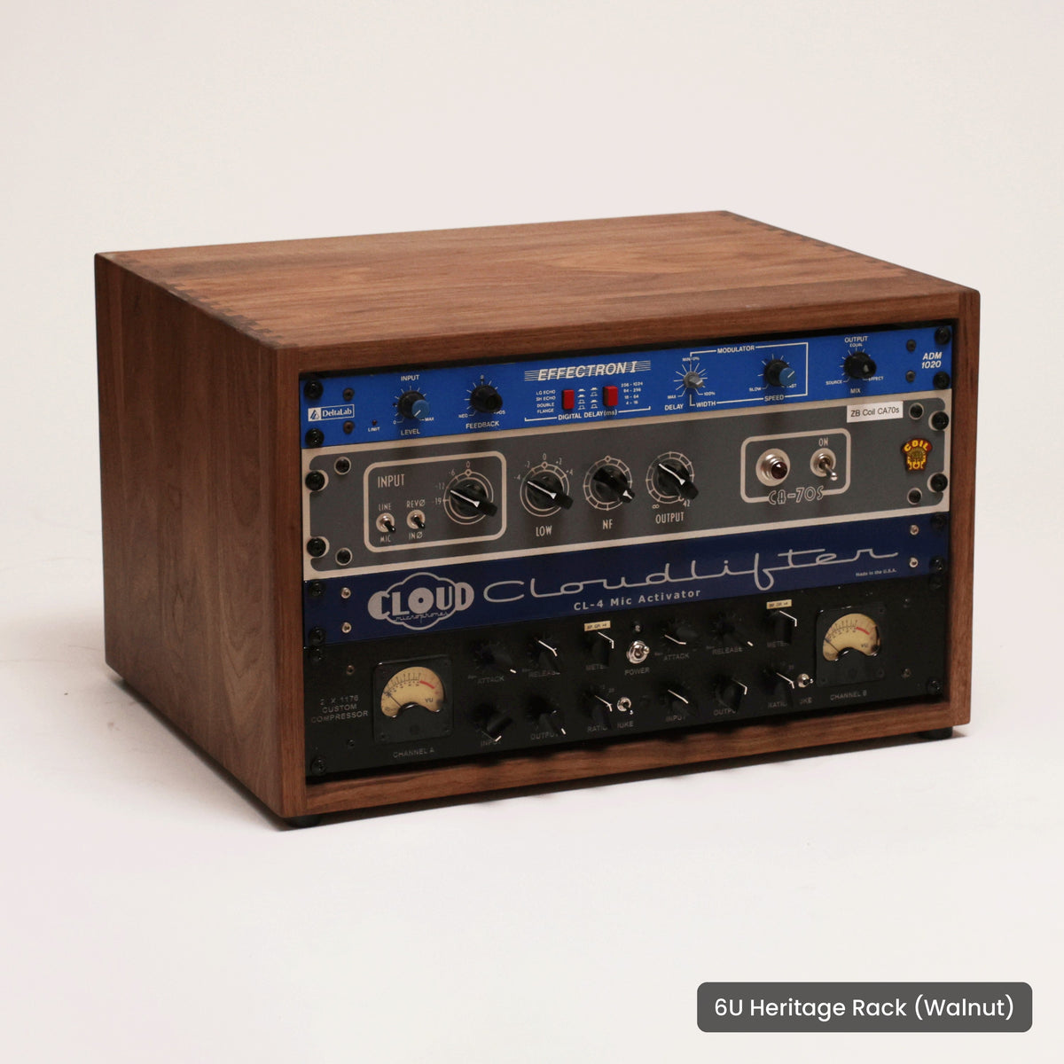 Handmade wood 6U Heritage Rack (Walnut), on a white background