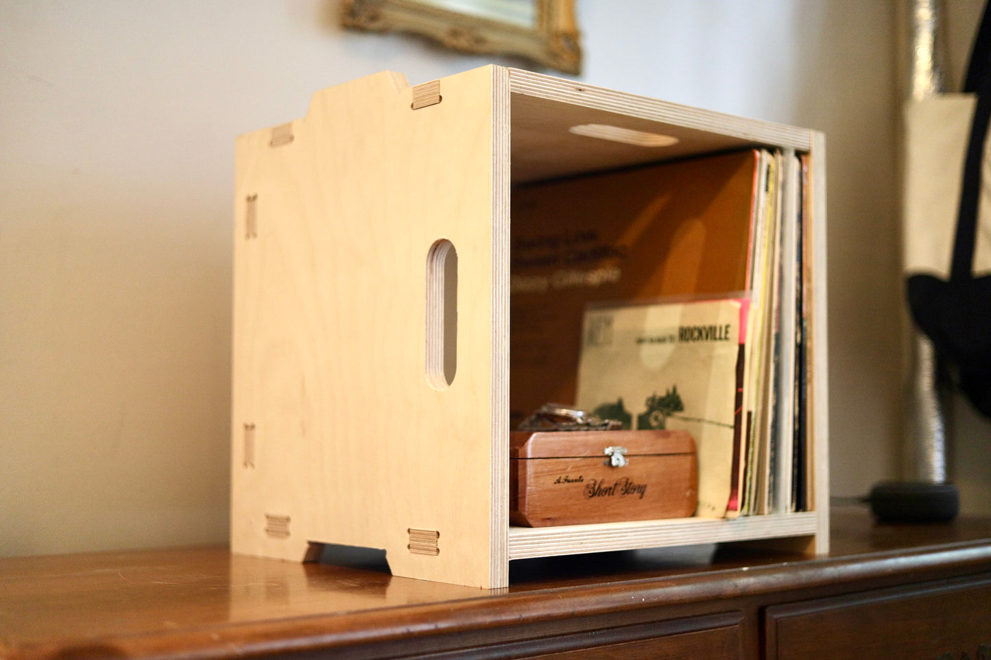 Stackable Record Storage Cubby