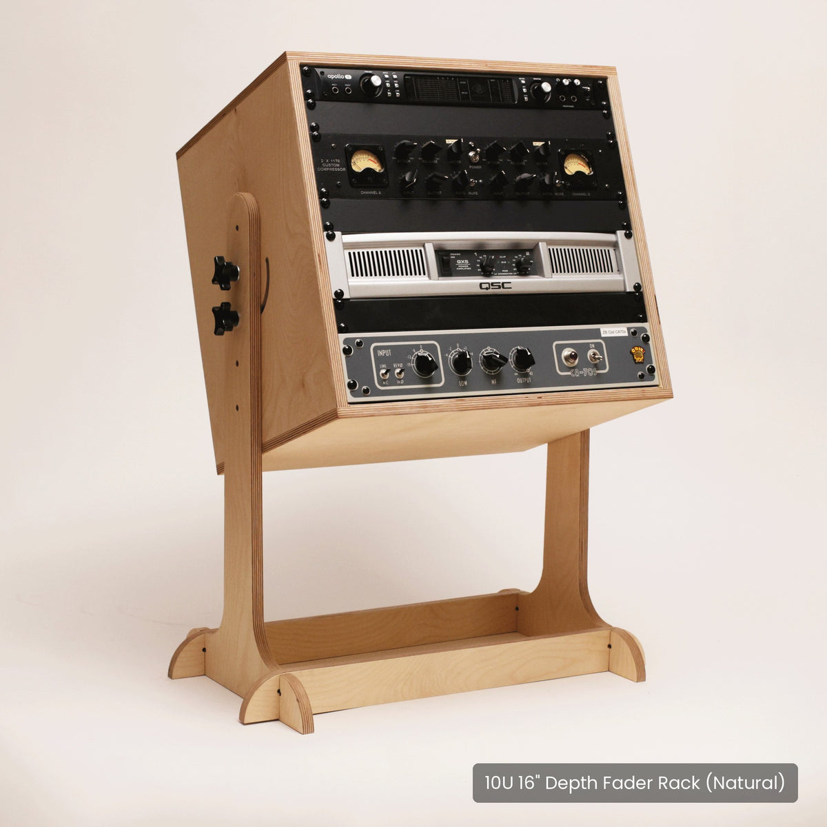 The Fader studio rack tilted to an angle on its stand